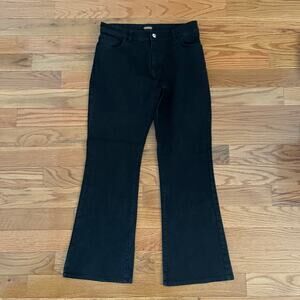 Run & Fly Mens 40L Black Denim Slim Bootcut Flare Jeans Retro Mod